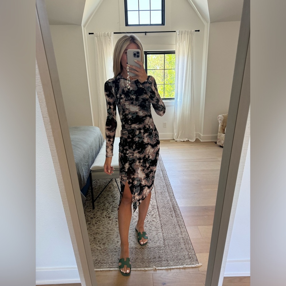 Leith midi semi sheer tie dye dress